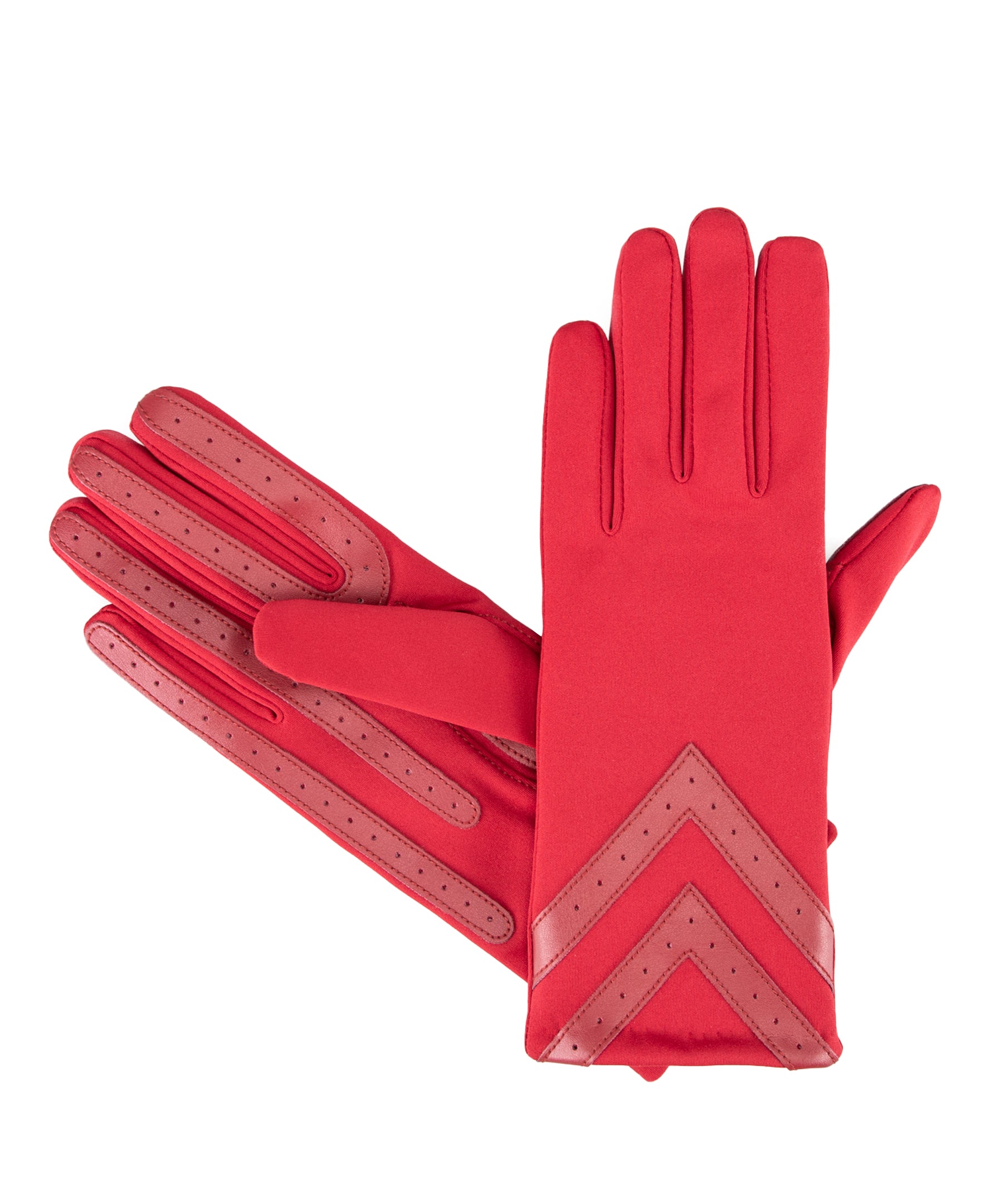 Women’s Heritage Chevron Spandex Gloves in Chili close up on chevron detail 