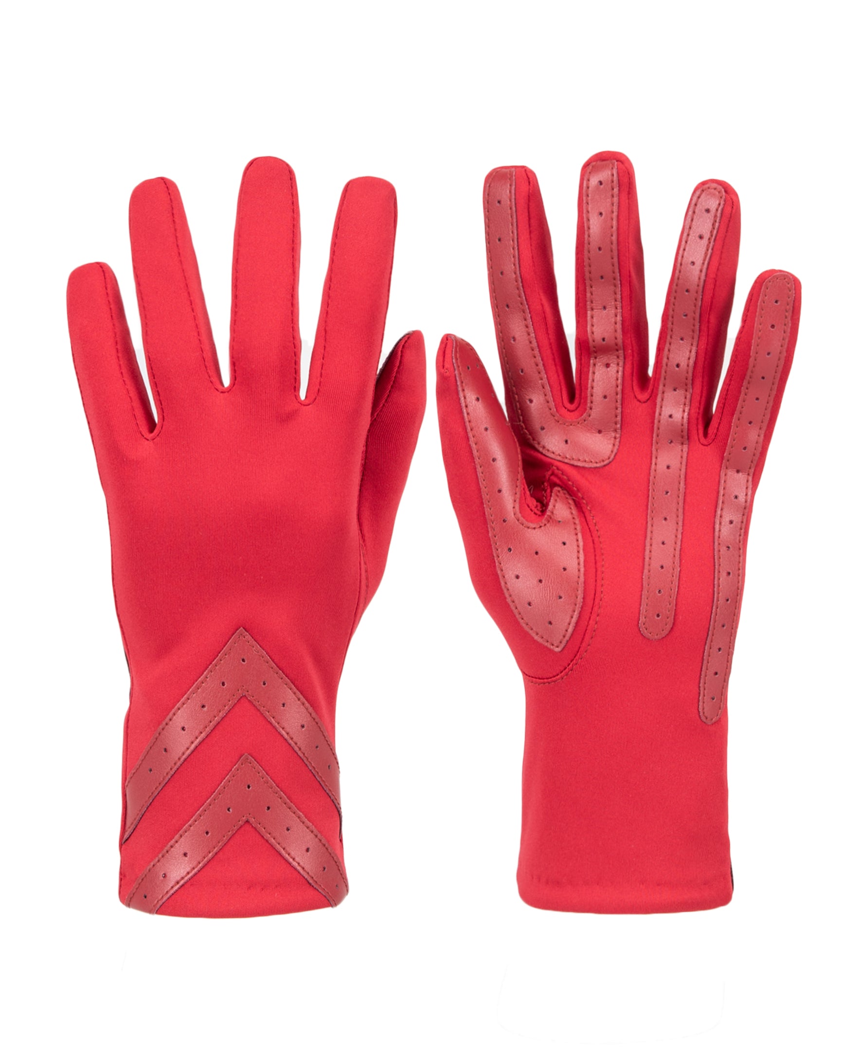 Women’s Heritage Chevron Spandex Gloves in Chili close up on chevron detail 