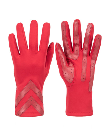 Women’s Heritage Chevron Spandex Gloves in Chili close up on chevron detail 