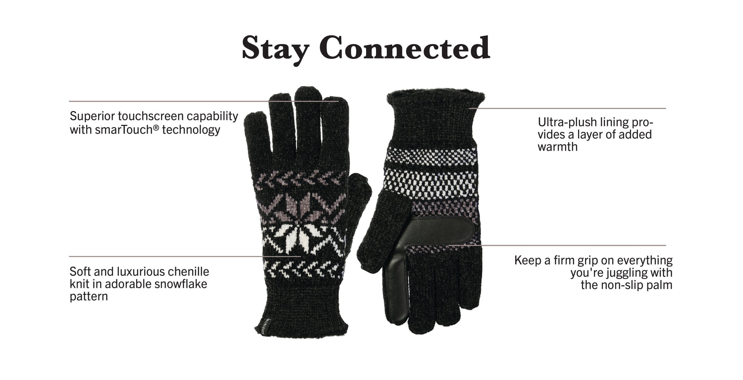 30636 Women’s Chenille Snowflake Gloves 