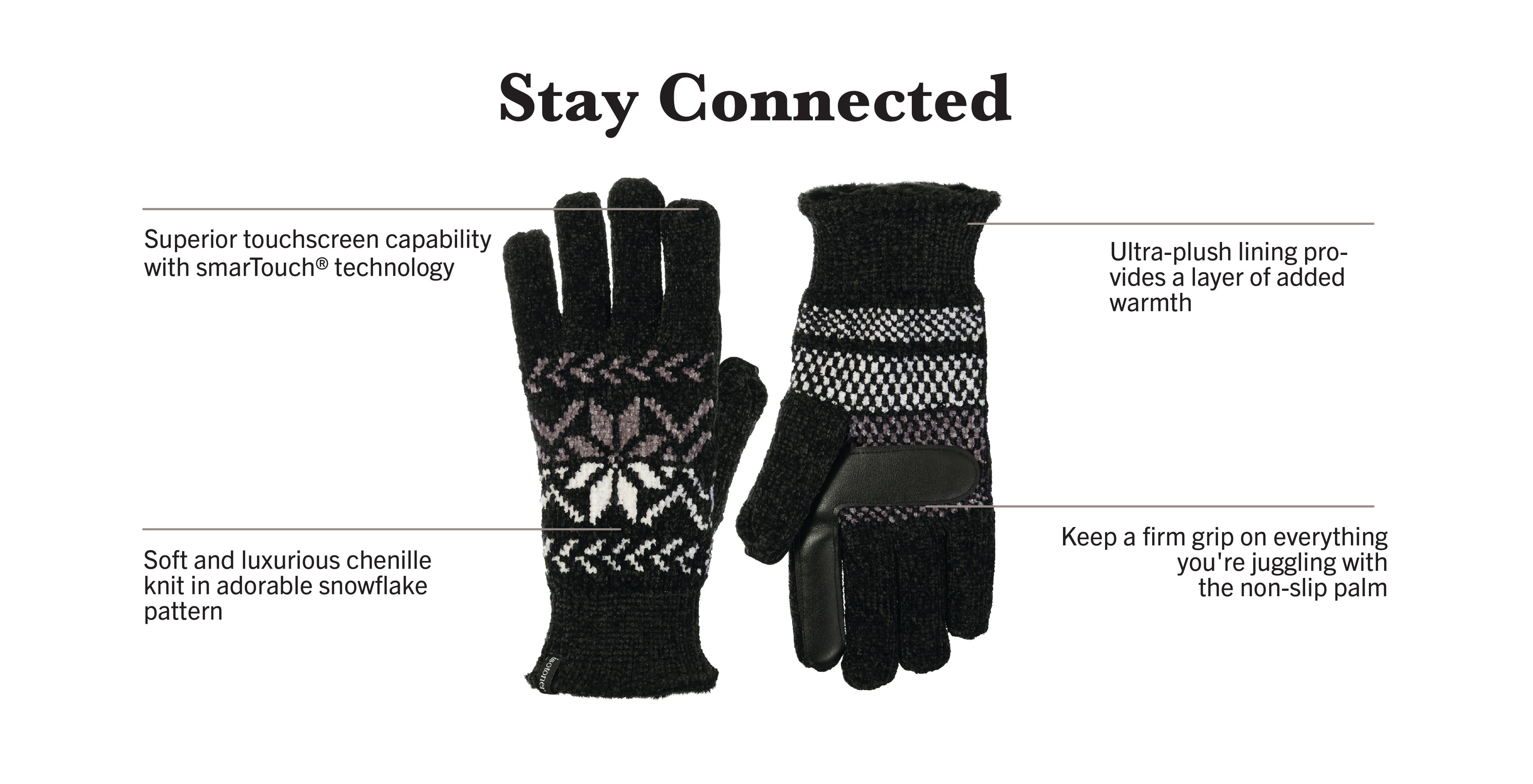 30636 Women’s Chenille Snowflake Gloves 