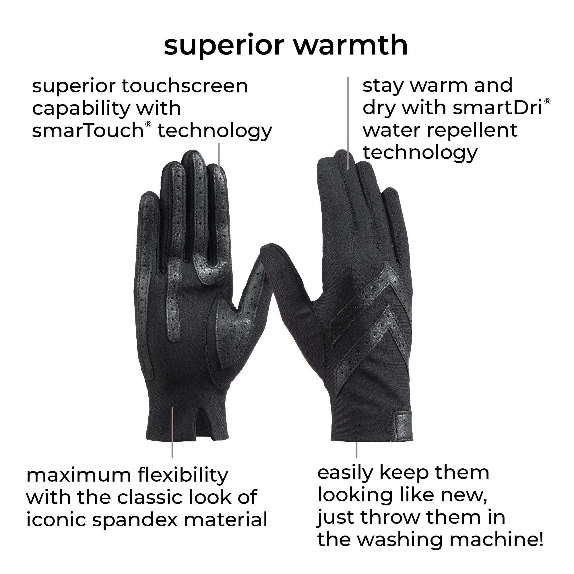 Women's Spandex Shortie Glove with Chevron Detail – Isotoner.com USA