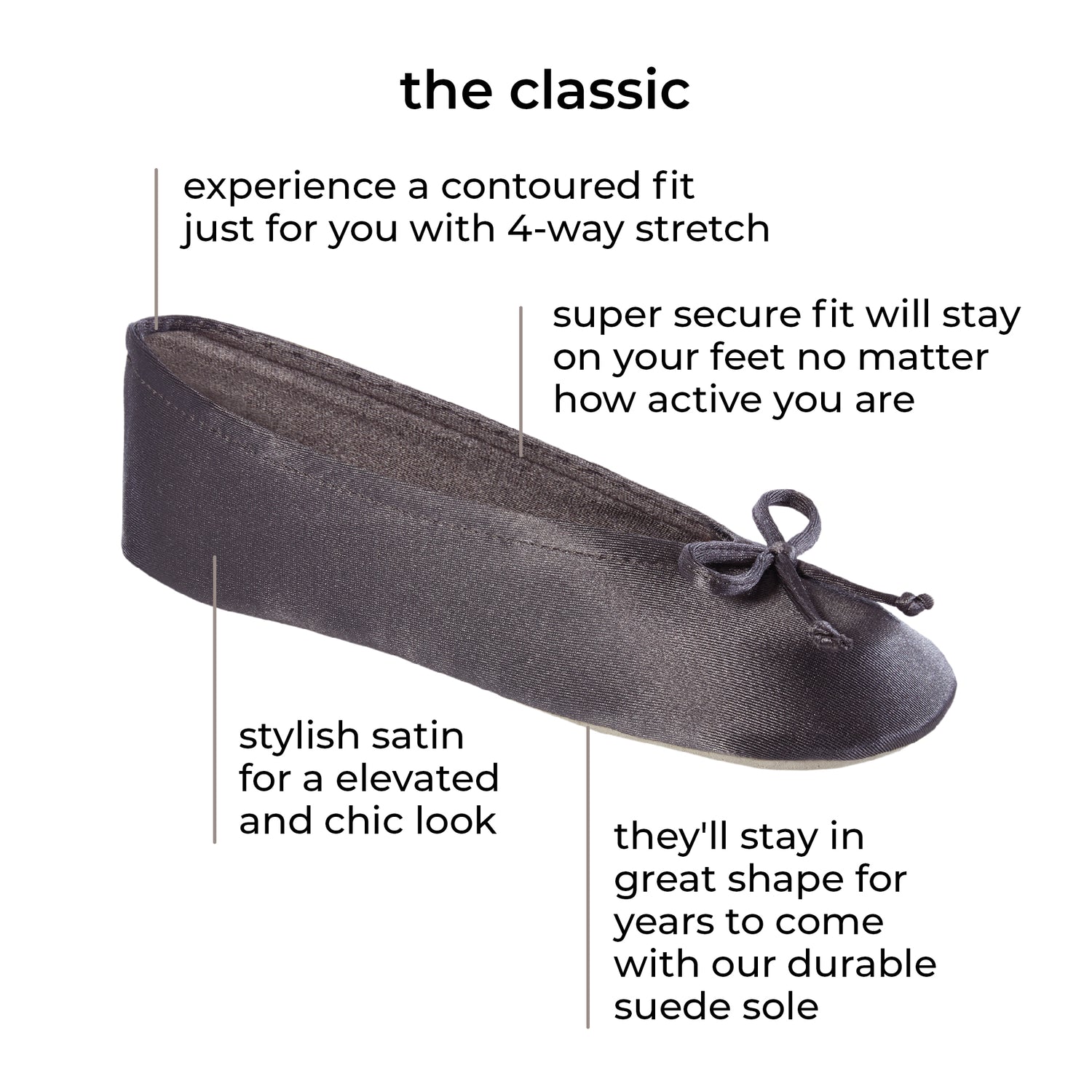 Women’s Satin Ballerina Slippers with Satin Bow