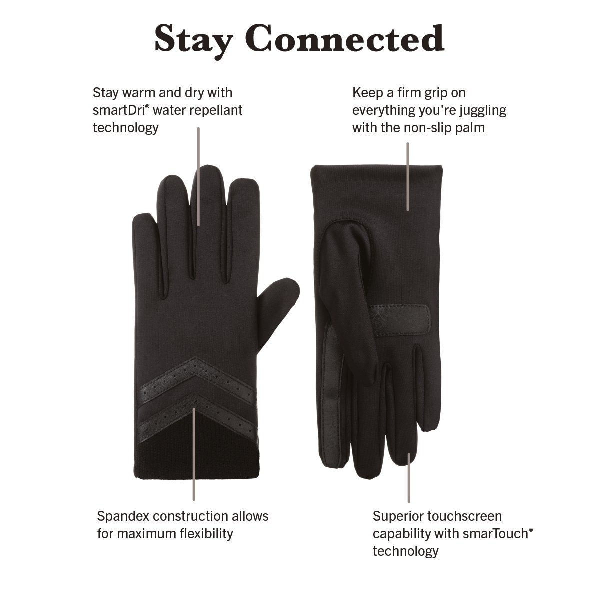 Isotoner Women's Spandex Gloves with Rib Knit Cuff Buckskin Small/Medium