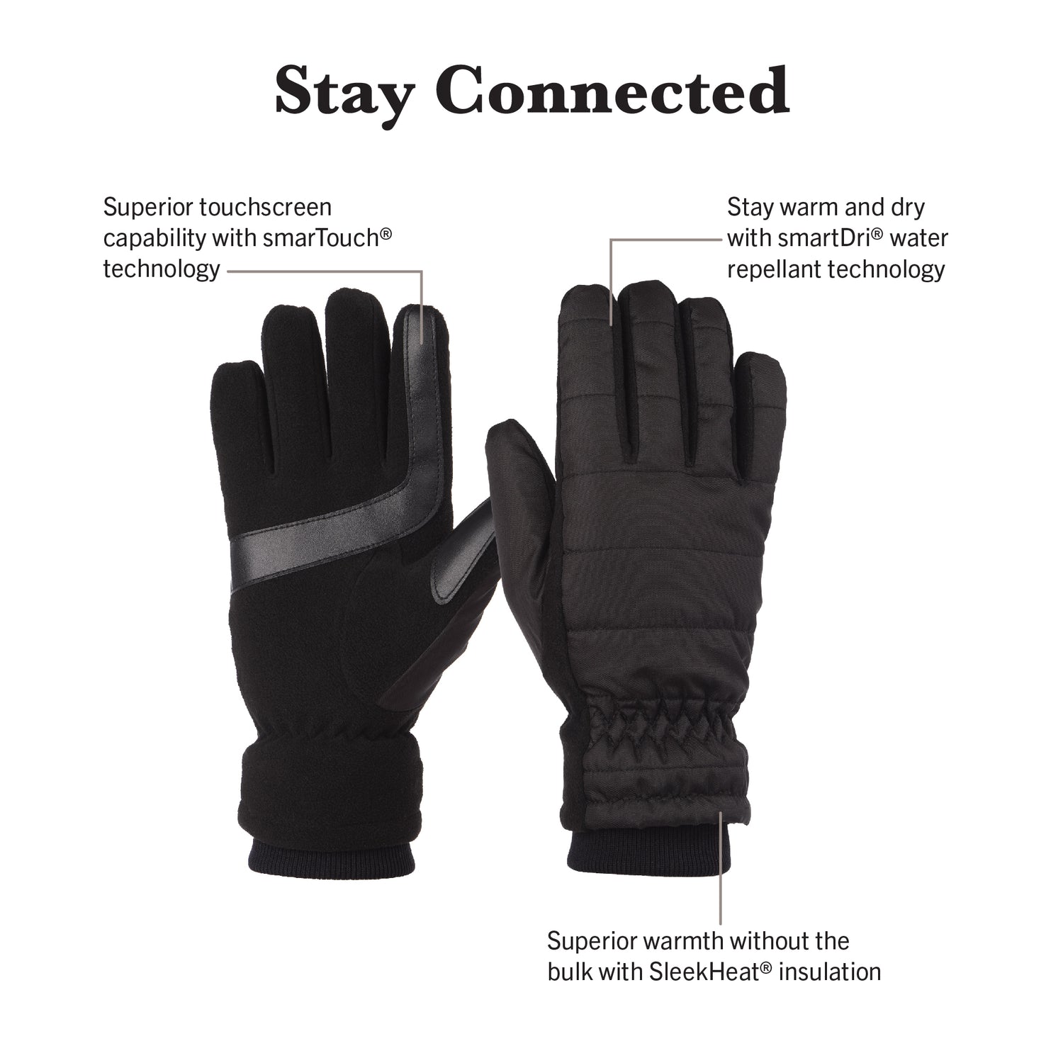 Touch Screen Insulated Gloves Women's Pongee And Fleece Insulated