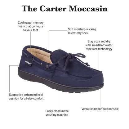 97044 Isotoner Mens Carter Boater Moccasin Slippers 