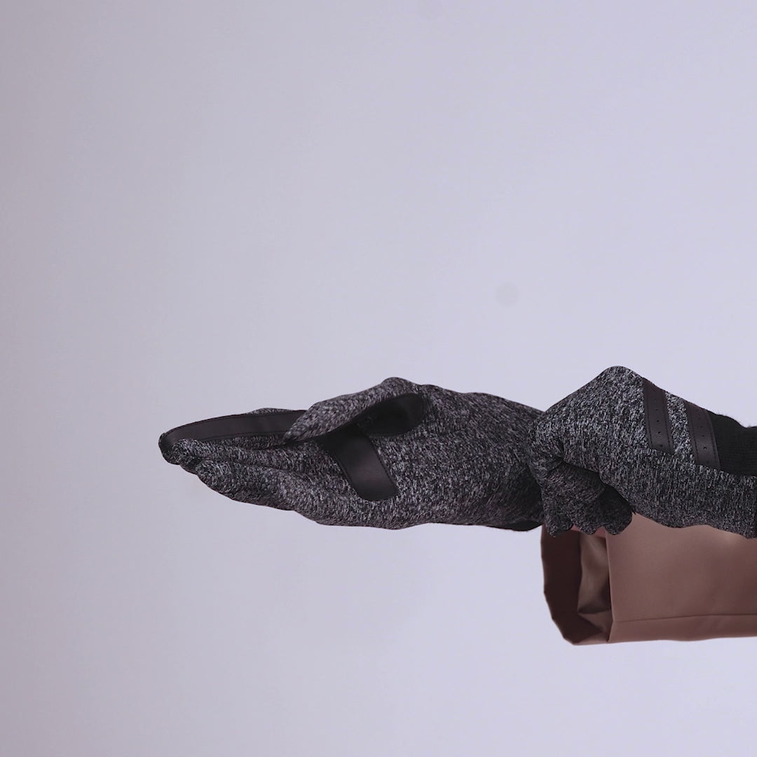30477 Women's Spandex Gloves with Rib Knit Cuff #color_black-heather