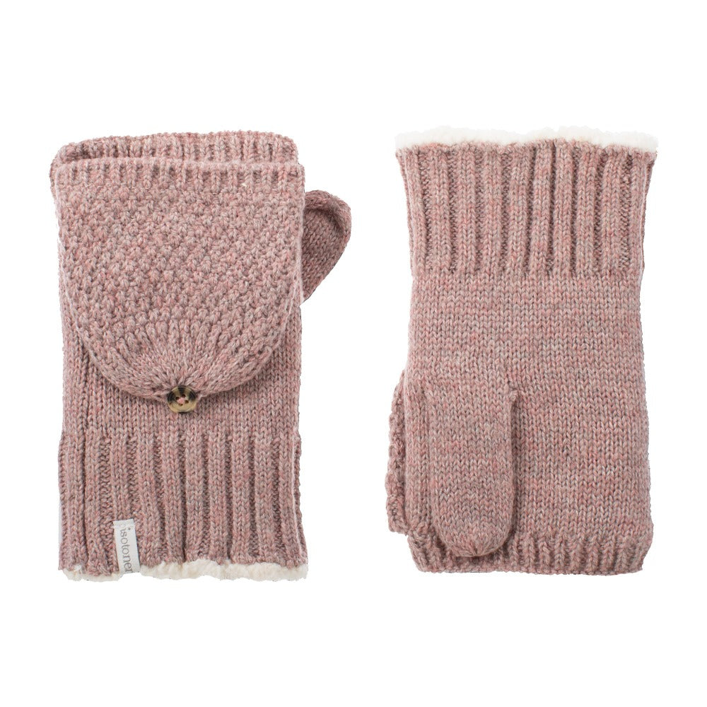 Women’s Lined Recycled Fine Gauge Flip-Top Mitten pair in Wild Blossom Pink