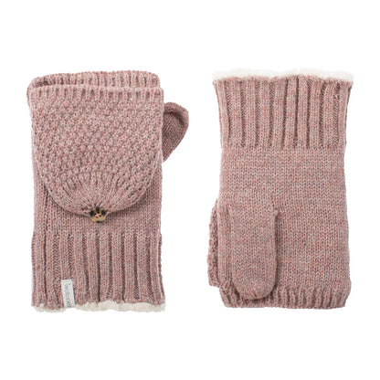 Women’s Lined Recycled Fine Gauge Flip-Top Mitten pair in Wild Blossom Pink