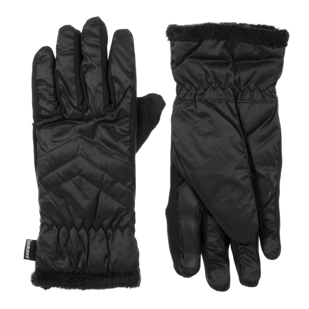 Women’s SleekHeat™ Quilted Gloves pair in Black side by side