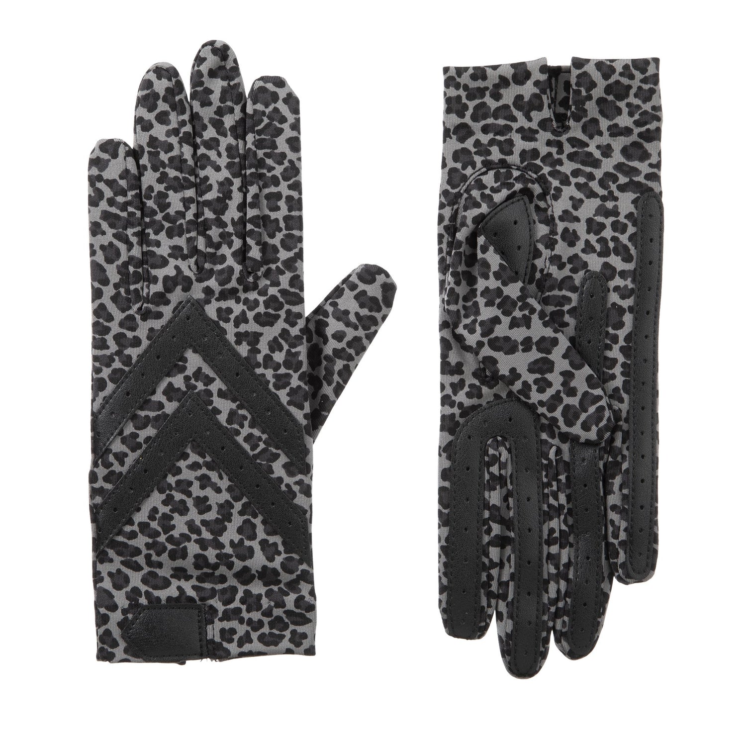 Women’s Isotoner Chevron Shortie Gloves in Grey Leopard 
