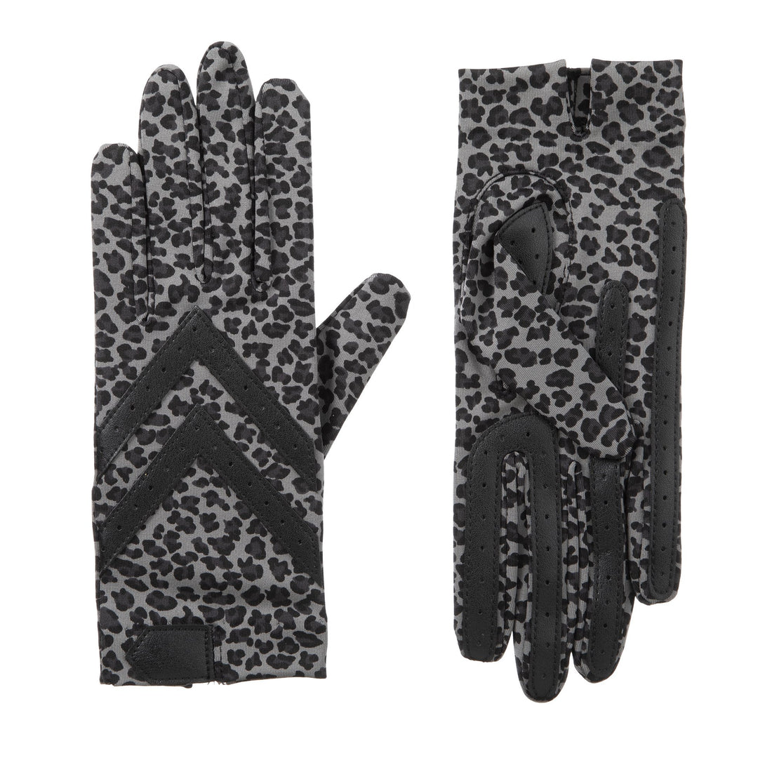 Women’s Isotoner Chevron Shortie Gloves in Grey Leopard