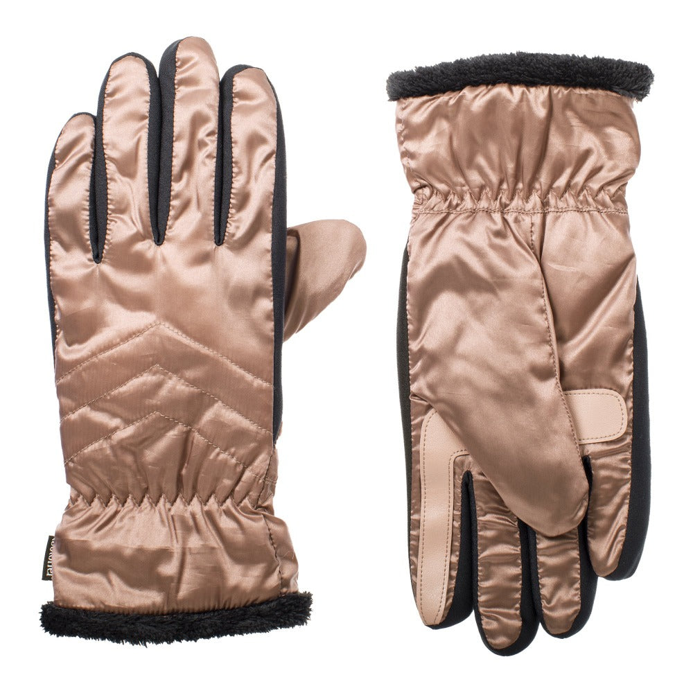 Women’s SleekHeat™ Quilted Gloves pair in Wild Blossom muted light pink side by side