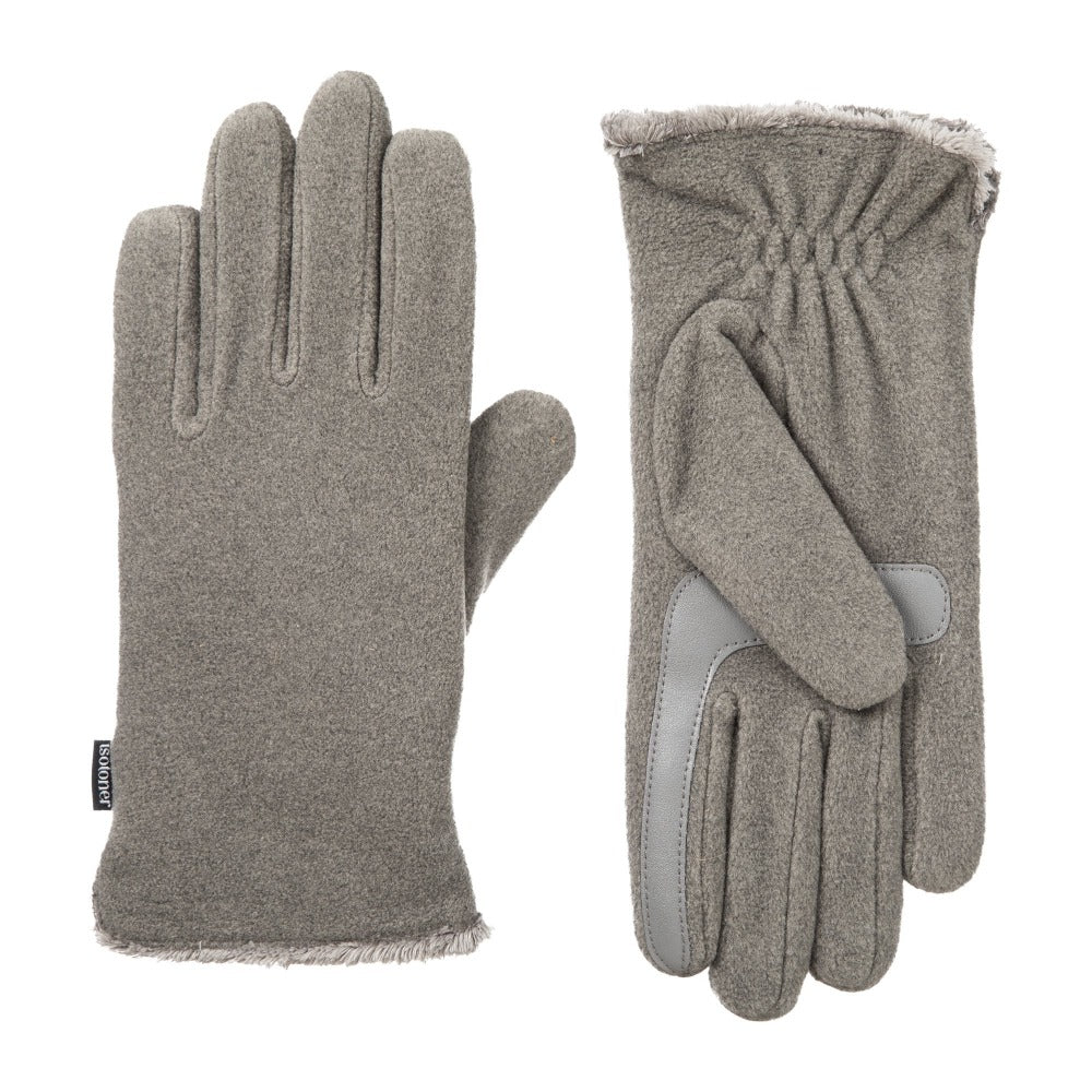 womens recycled stretch fleece glove in heather gray