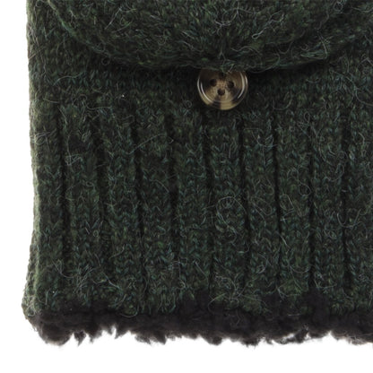 Women’s Lined Recycled Fine Gauge Flip-Top Mitten in Pine Green, close up on cuff