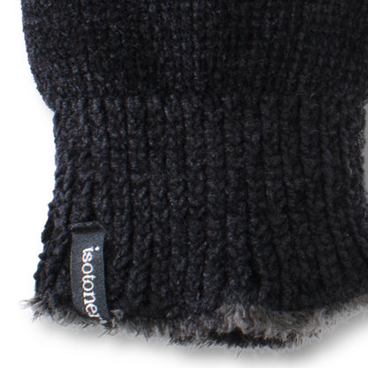 Women’s Lined Chenille Glove in Black close up on cuff
