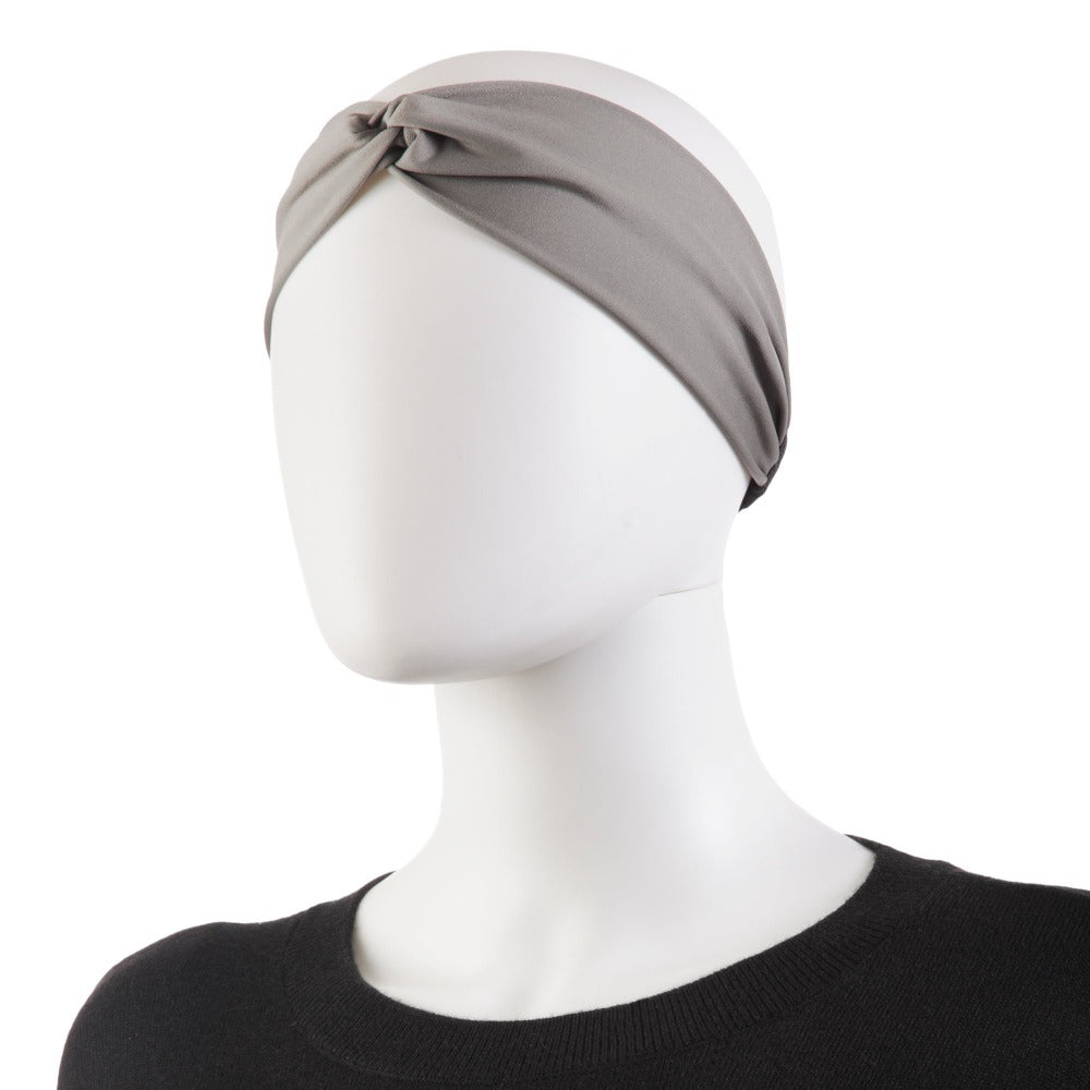 Women’s Recycled Water Repellent Spandex Twist Headband in Ash