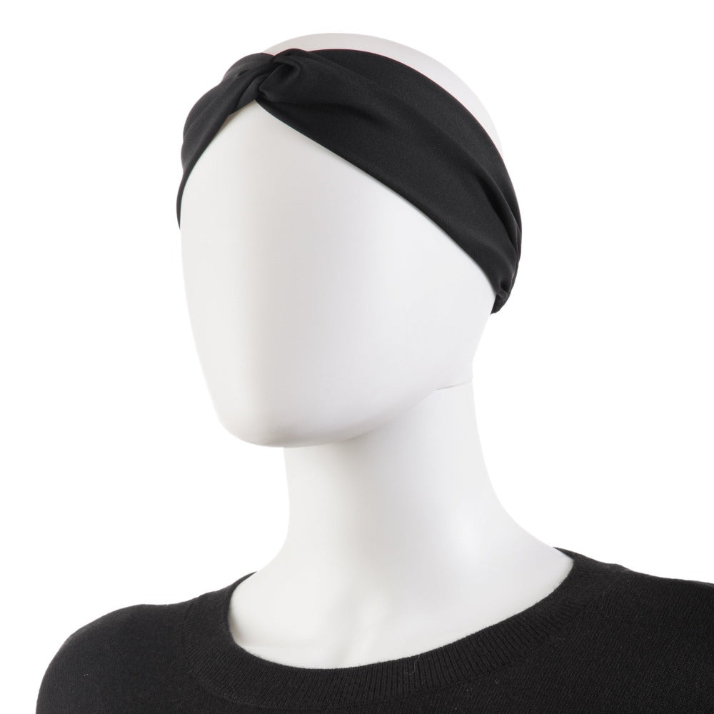 Women’s Recycled Water Repellent Spandex Twist Headband in Black