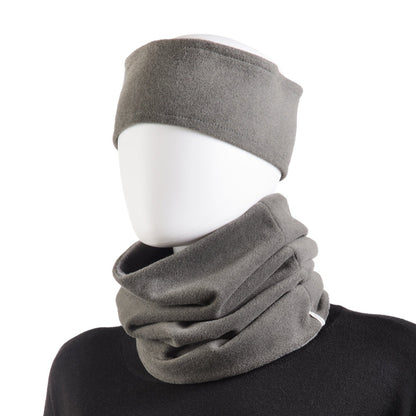 Women’s Recycled Water Repellent Reversible Fleece Scarf in Heather Grey on Mannequin