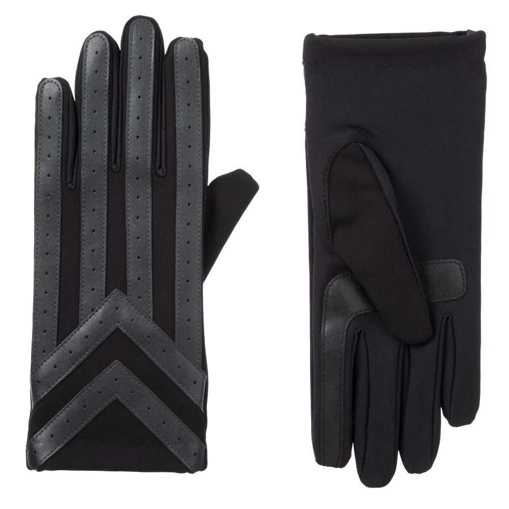 Isotoner Men’s Woven Chevron Gloves 2.0 with smarTouch Charcoal Medium