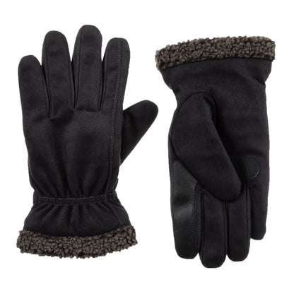 Men’s Recycled Microsuede and Berber Glove pair in Black side by side