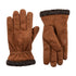 Men’s Recycled Microsuede and Berber Glove pair in Cognac light brown with dark brown berber cuff side by side