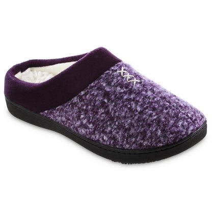 Women’s Heathered Knit Jessie Hoodback Slippers in Majestic Purple Right Angled View