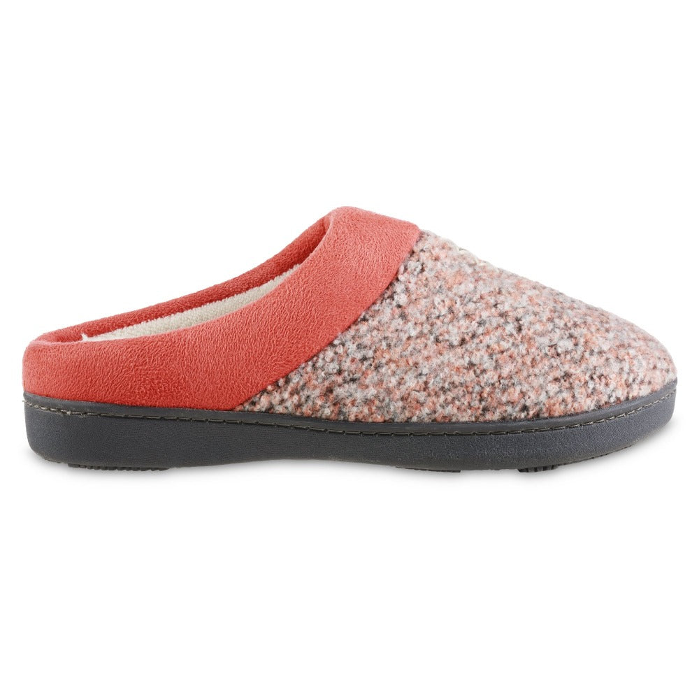 Women’s Heathered Knit Jessie Hoodback Slippers in Sunblush Coral orange Profile