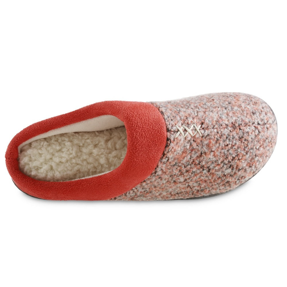 Women’s Heathered Knit Jessie Hoodback Slippers in Sunblush Coral orange Inside Top View