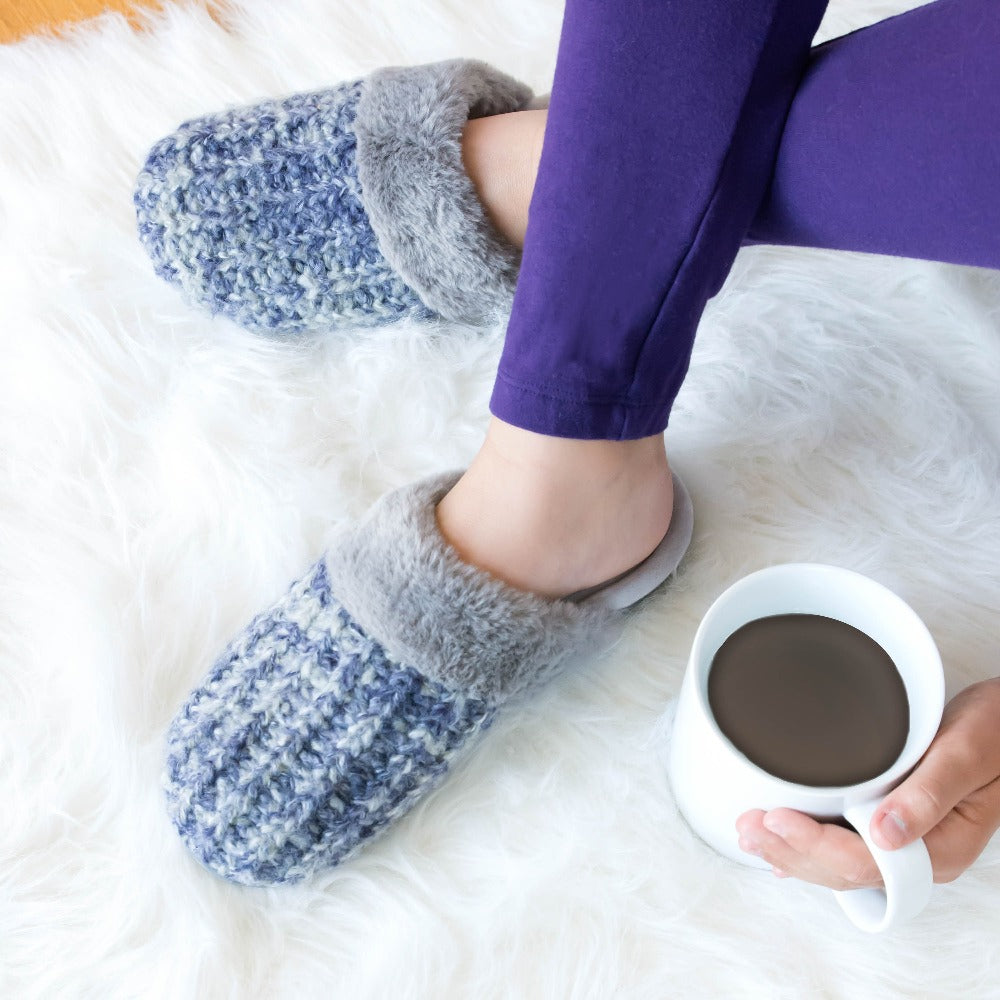 Women's knit fuzzy clog slippers deals
