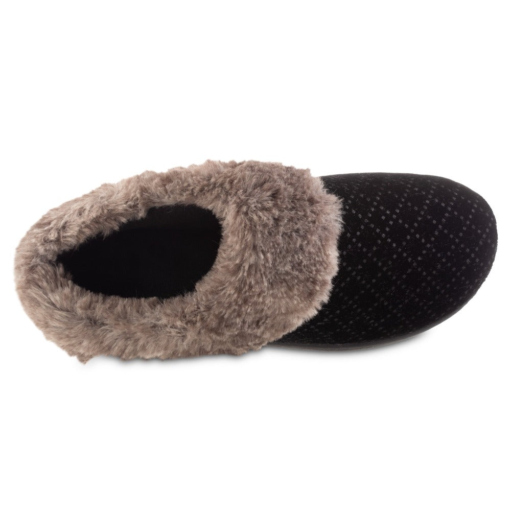 Women’s Velour Sabrine Hoodback Slippers in Black Inside Top VIew