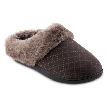 Women’s Velour Sabrine Hoodback Slippers in Mineral Right Angled View
