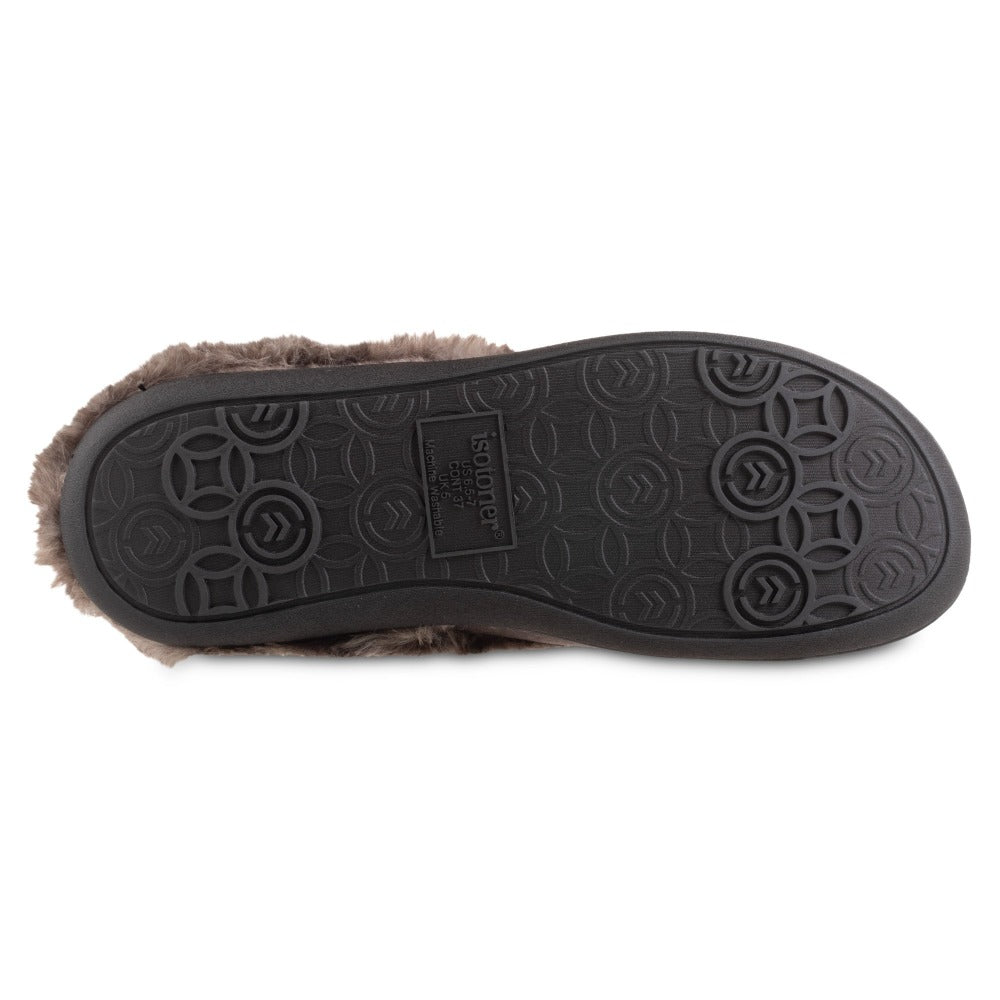 Women’s Velour Sabrine Hoodback Slippers in Mineral Bottom Sole Tread