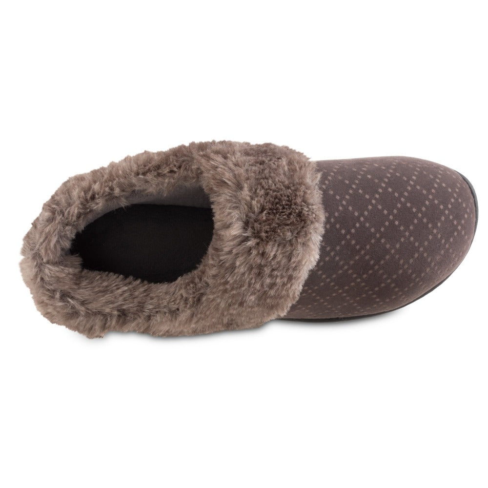 Women’s Velour Sabrine Hoodback Slippers in Mineral Inside Top VIew