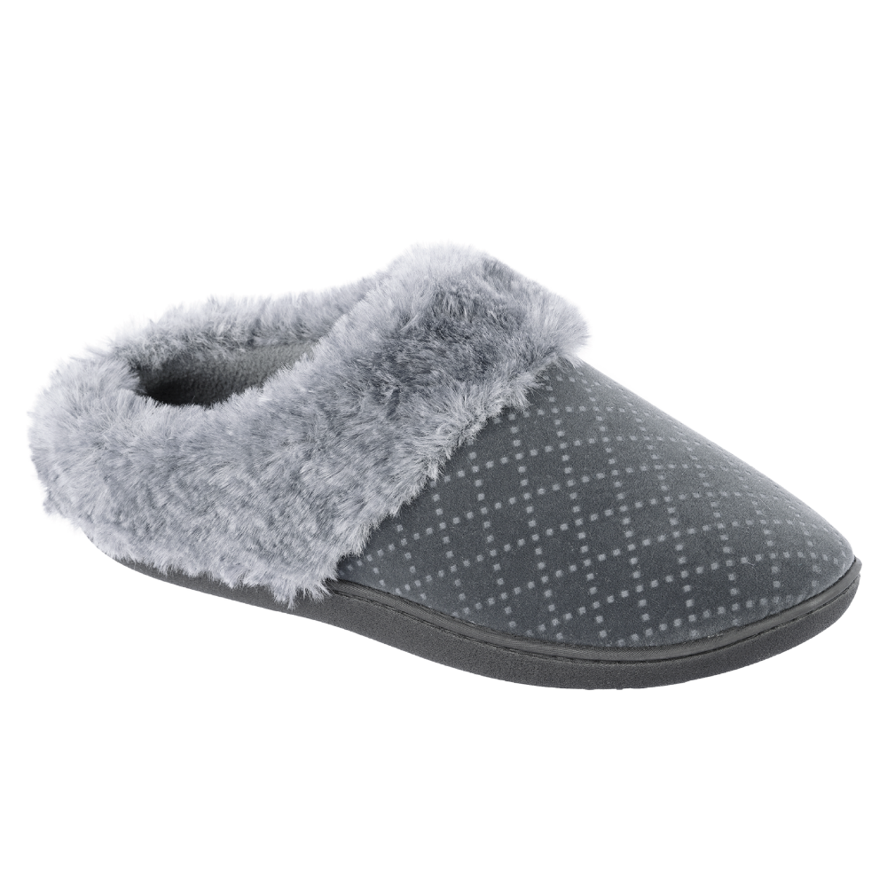 Isotoner Women’s Velour Sabrine Hoodback Slippers - Mineral Side View