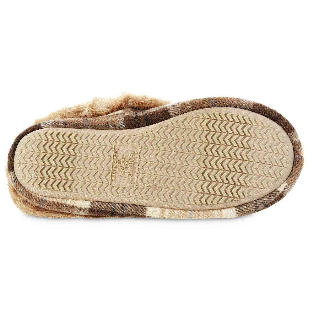 Women’s Print Valerie Bootie Slipper in Taupe Bottom Sole Tread