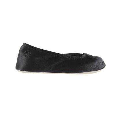Signature Satin Ballerina Slippers with Suede Sole Black 1