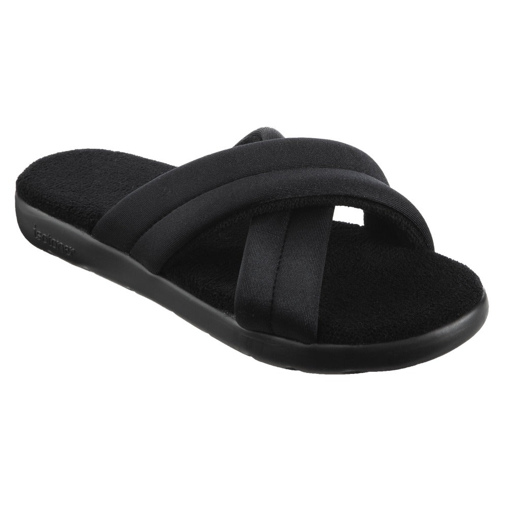Women’s Zenz Satin Pintuck Slide in Black Right Angled View