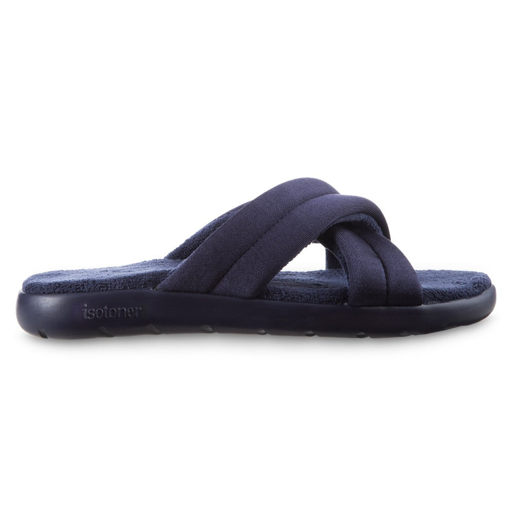 Women’s Zenz Satin Pintuck Slide in Navy Blue Profile