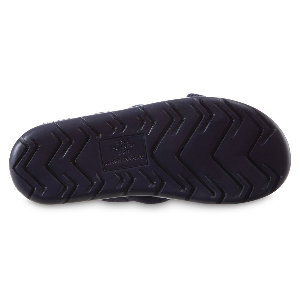 Women’s Zenz Satin Pintuck Slide in Navy Blue Bottom Sole Tread