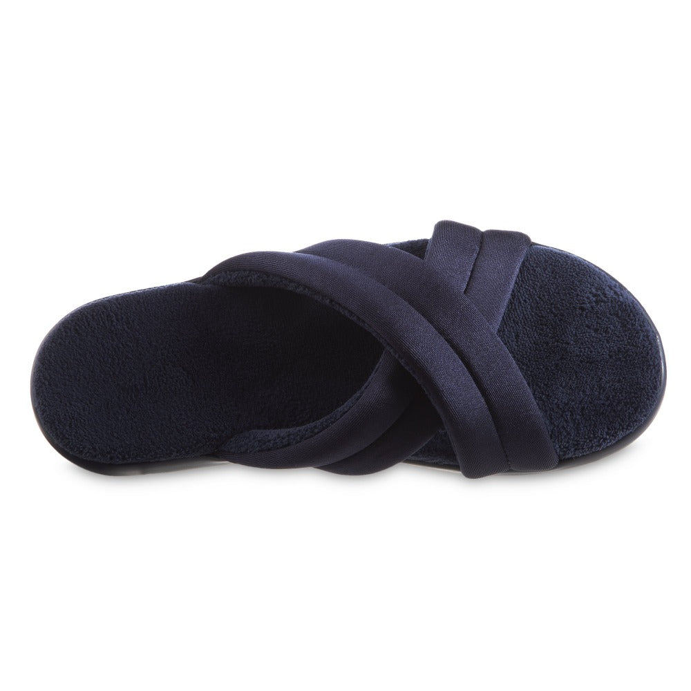 Women’s Zenz Satin Pintuck Slide in Navy Blue Inside Top VIew