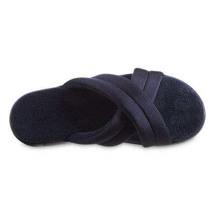 Women’s Zenz Satin Pintuck Slide in Navy Blue Inside Top VIew
