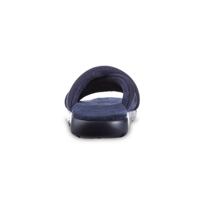 Women’s Zenz Satin Pintuck Slide in Navy Blue Back Heel