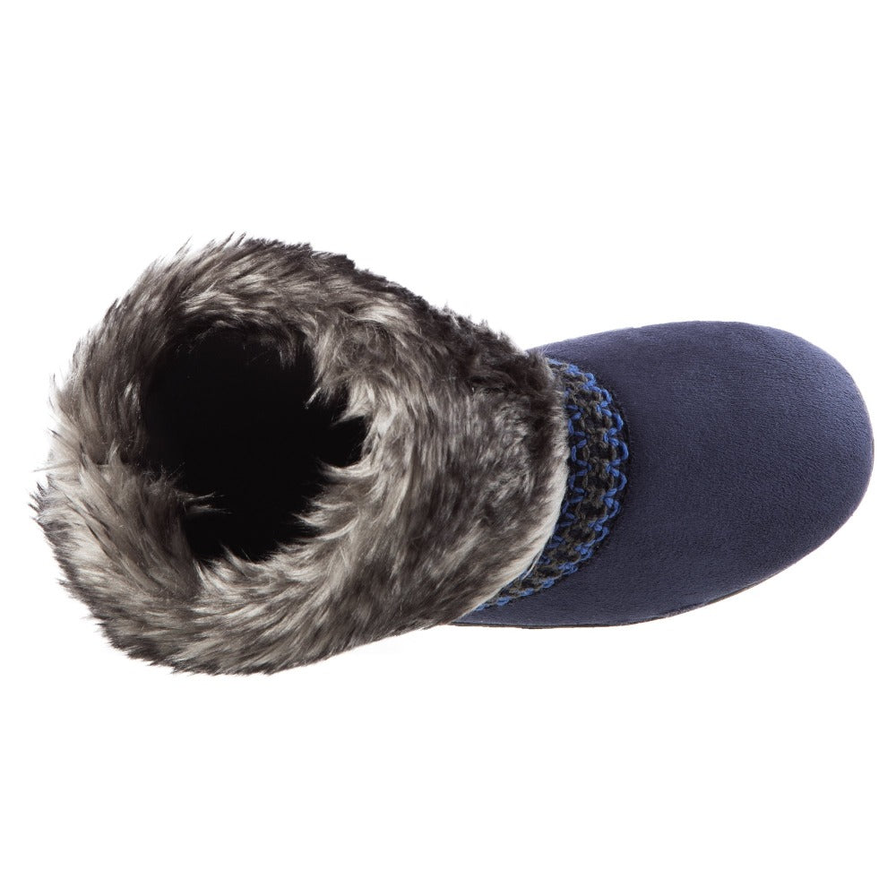 Isotoner Girls Wendi Slipper Boot in Navy Blue Top Down View